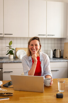Woman posing in home office