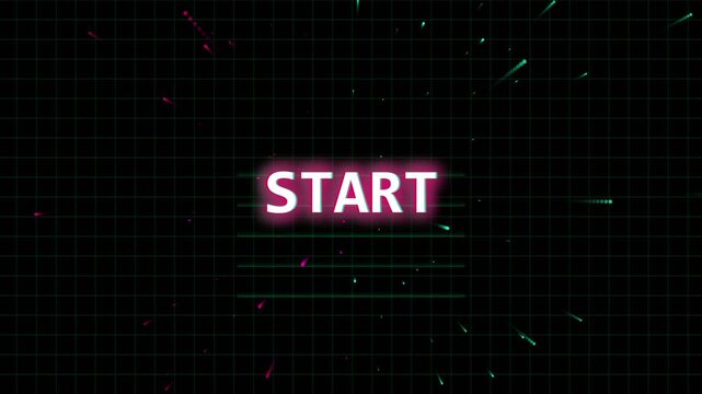 Retro Neon Start Text Game Interface Motion Graphic Loop