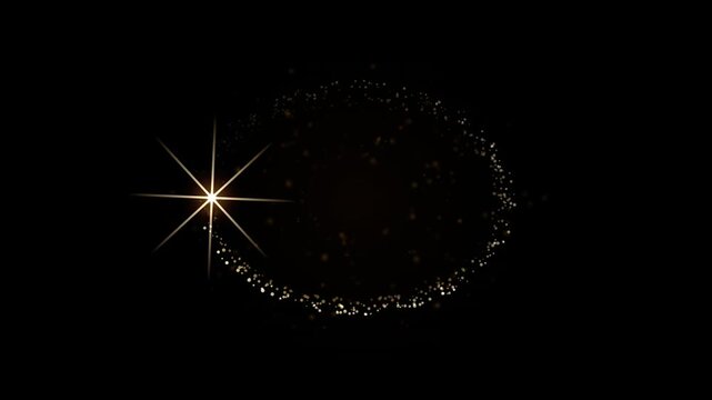 Glowing Gold Particle Star Trail Circular Motion Graphic Loop