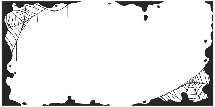 halloween frame with spider web, vector illustration of a spider web