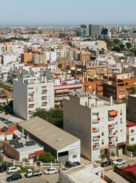 Aerial view of Valencia urban neighborhood in Spain