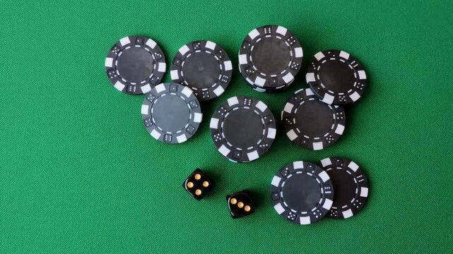 Multicolored casino chips as a conceptual backdrop for gambling games like poker, blackjack