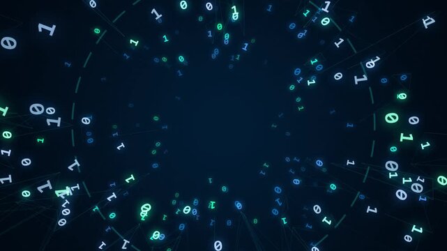 Abstract digital background with floating binary code numbers