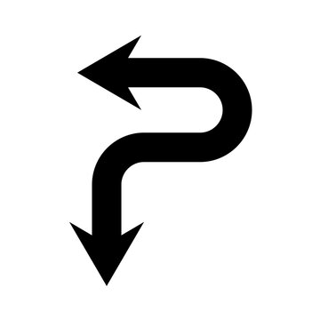 Black double arrow icon showing reverse direction on white background.