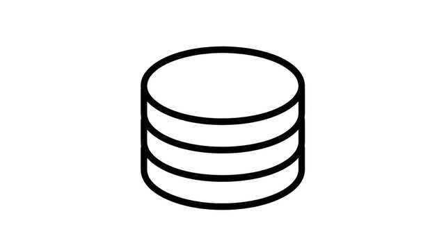 Database icon isolated as a black line art graphic element on a