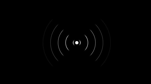Radio wave circle with black background. Radio station signal icon 4k motion video animation.
