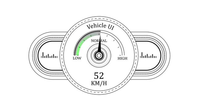 Digital speedometer hud interface: accelerating vehicle ui gauge animation dashboard