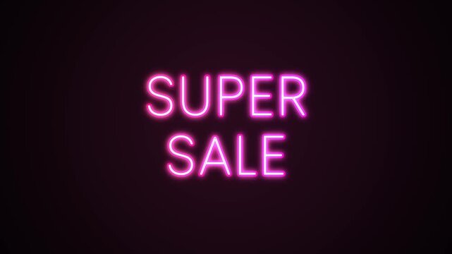 RGB text color changing with text "Super sale" Horizontal orientation with fade in and fade out