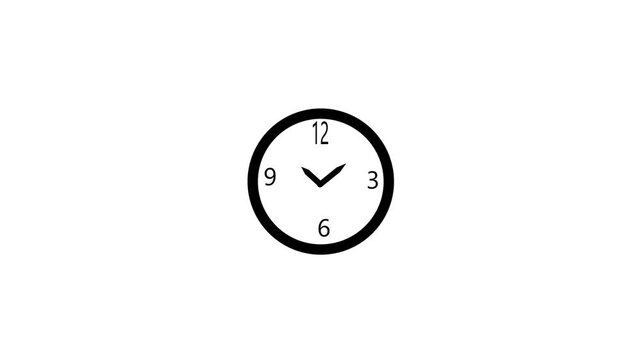 Clock hands rotate clockwise across a white background