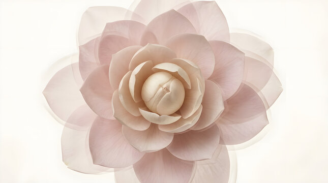 Soft pink lotus flower blossom isolated on a clean white background