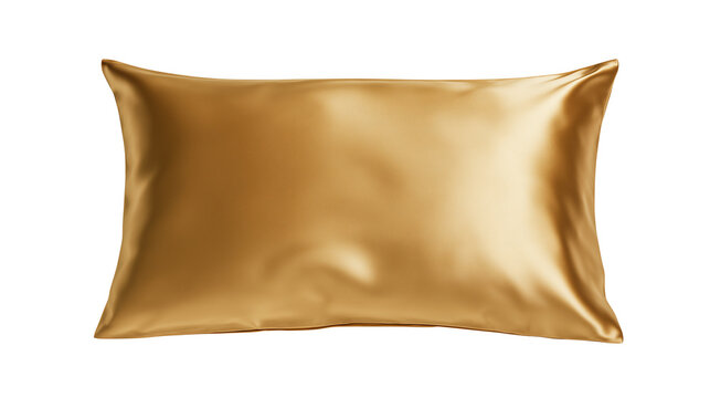 Golden silk pillowcase isolated on transparent background