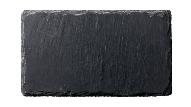 Black slate plate board isolated on transparent background