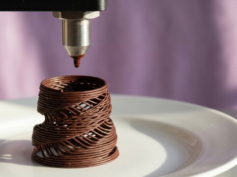 Restaurant Dessert Showpiece with 3D Printed Chocolate Spiral