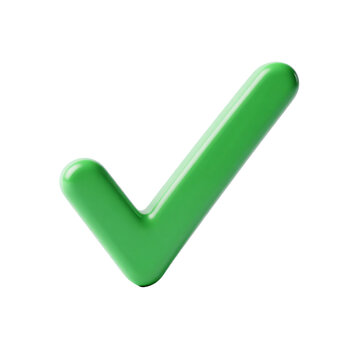 Bright green check mark symbol on a white background with soft shadow