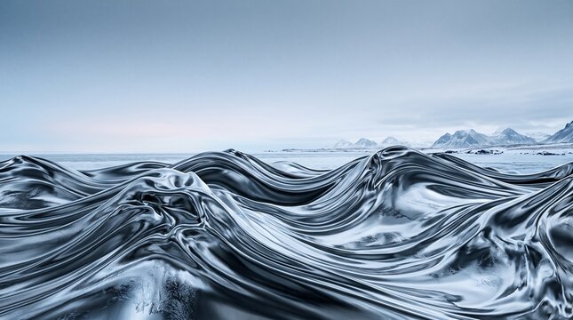 Abstract flowing silver waves texture