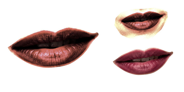 Smirk Lips Woman | Confident Mouth Expression | High-Key White Background cutout