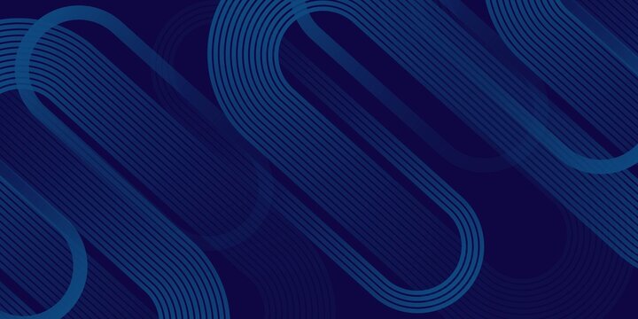 Blue abstract background with blue glowing geometric lines. Modern shiny blue diagonal rounded lines pattern. Futuristic technology concept. Suit for poster, banner, brochure, corporate, website