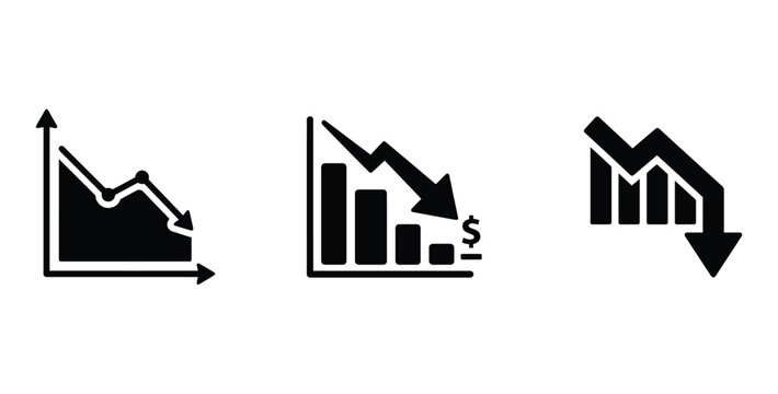 downward financial market trends and declining stock values with arrows