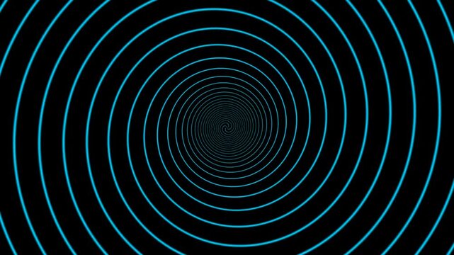 Hypnotic Blue Concentric Spiral on Black Background