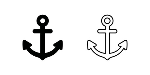 Marine vessel iron anchor vector icons on a gray checkered background. © Ed Scott