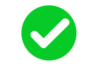 Simple green circular check mark icon with a bold white tick, representing approval, confirmation, verification, success, completion, correctness, and acceptance. Clean minimal design. © Jivikasourceoflife