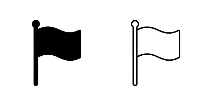 Flag pole icons featuring solid and outlined shapes on neutral backdrops.