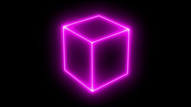 Glowing neon line pentagonal neon rectangle square cub frame icon animation. square rectangle icon. abstract neon rectangle frame icon animation. 4k
