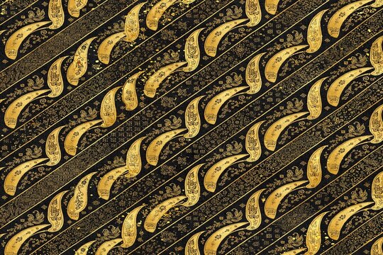 Seamless gold and black parang batik pattern diagonal Indonesian motif