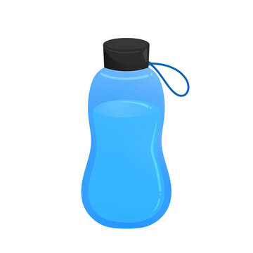 Blue reusable plastic water bottle illustration