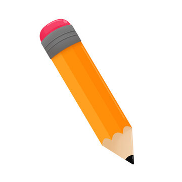 Sharpened yellow pencil with pink eraser illustration