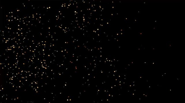 Confetti explosion and golden with alpha channel for birthday celebration, anniversary party, slow motion fireworks blast, motion design element isolated on. black screen animation 4k