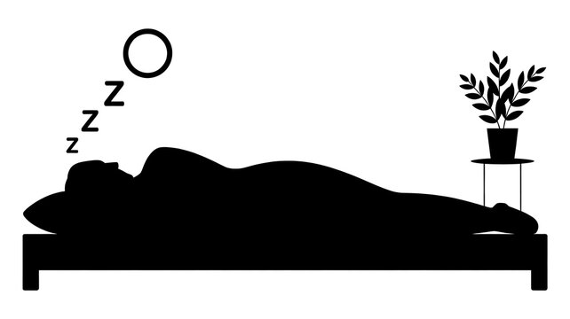 set of people lying down, resting side view silhouette for sleeping in bedroom concept. diversity men and women. black shadow elevation vector illustration.  