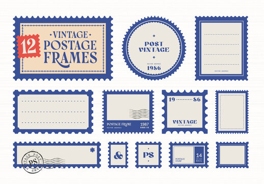 Retro Postage Stamp Frames Set