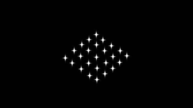 Sparkling stars shine animation, falling sparkling bright stars, white doodle cartoon starshine animation overlay, twinkle star black screen background 4k video sparkle