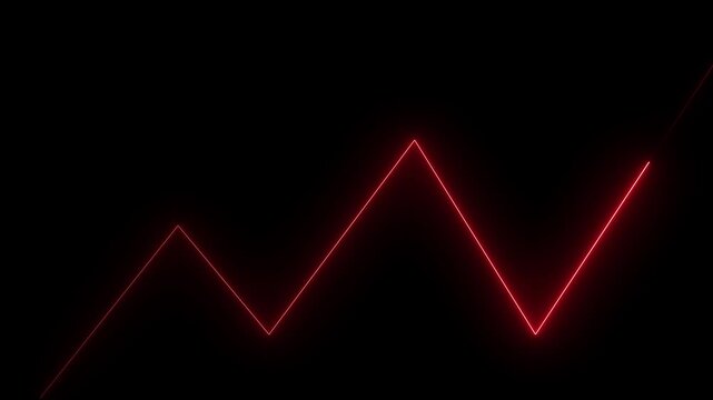 Red color neon line business group icon and heartbeat icon on black background.4k video