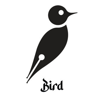 Woodpecker Silhouette On White Background Minimalist Vector Illustration, art line woodpecker logo design vector, Creative and modern bird woodpecker logo.