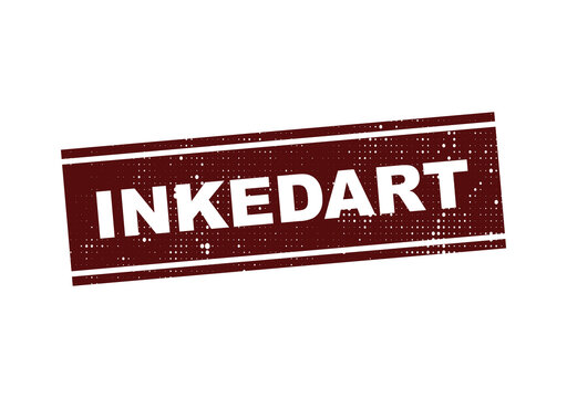 Red distressed inkedart stamp label with text illustration