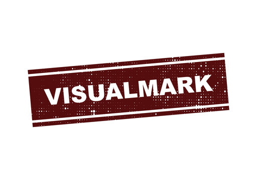 Red distressed visualmark stamp with text label illustration