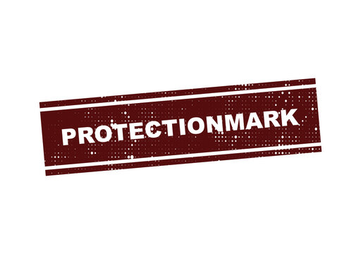Red protection mark stamp with text illustration