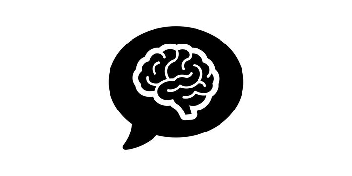 Human brain thought bubble icon stands out on clear visual background.