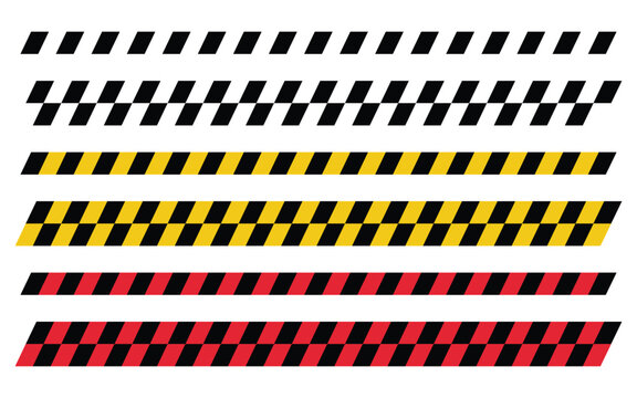 Racing flag pattern strip vector set with checkered finish line seamless borders.