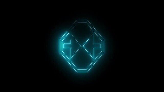 Neon arrow collapse horizontal icon animation on black background.4k animation video.