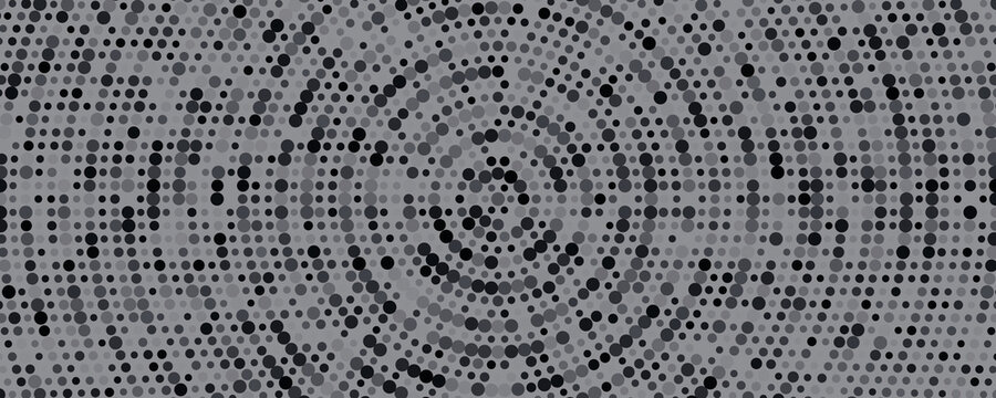 Black radial halftone circles. Dotted sound wave rings. Stippled epicenter, target, radar icon concept. Ripple concentric signal vibration element. Vector round dashed and dotted