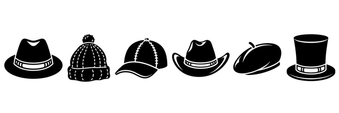 Classic and casual hats headwear fashion collection vector icons