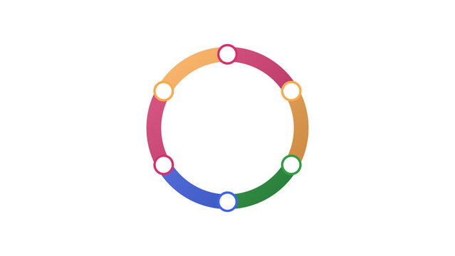 Minimal cycle process diagram &mdash; six-segment ring process cycle diagram. Isolated transparent PNG business graphic element for presentations