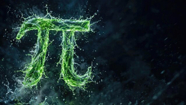 Abstract Glowing Pi Symbol Formed by Green Energy