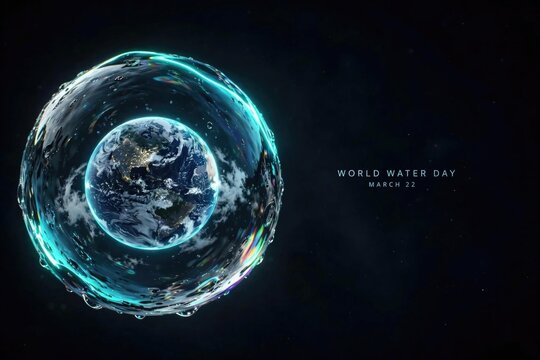 Global Water Day Concept: Futuristic Earth Sphere
