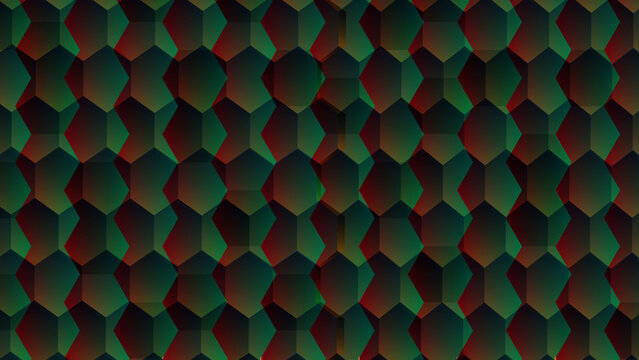 Abstract geometric pattern of overlapping hexagons in dark green
