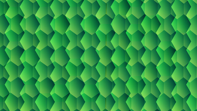 Abstract green geometric pattern with repeating hexagonal shapes