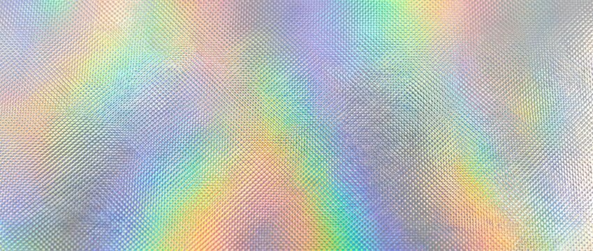 Iridescent holographic foil texture with rainbow diffraction. Metallic prism spectrum surface background